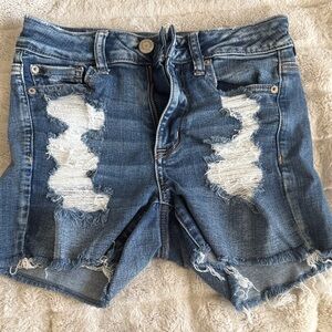 American Eagle Outfitters Distressed Blue Denim Cutoff Shorts